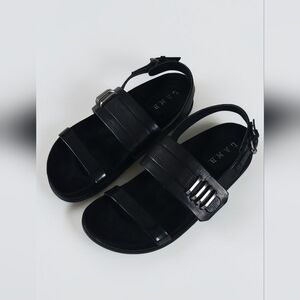 L.A.M.B. Bradyn Gladiator Black Leather Slingback Sandals, Y2K Edgy, Women"s 7.5